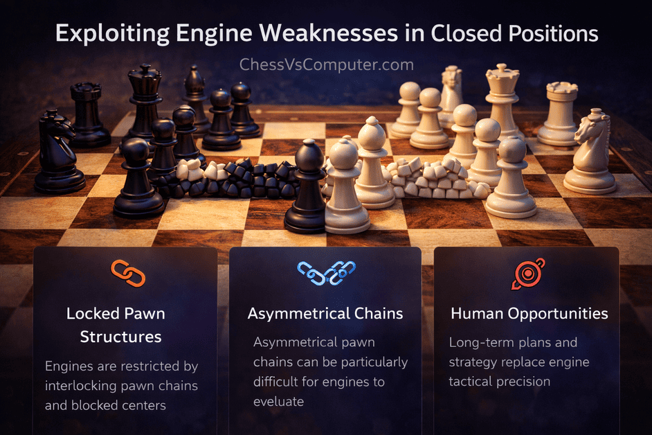 Close up of a locked pawn structure on a chessboard