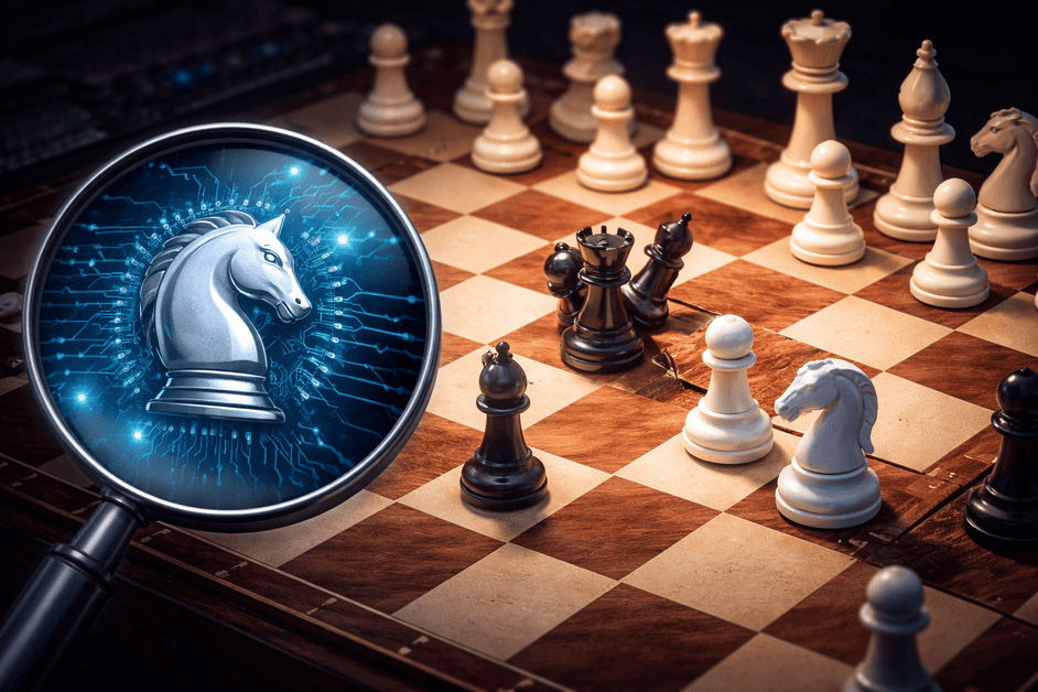 Chess board analysis showing a knight sacrifice against Stockfish engine